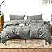 willstar 3 Piece Duvet Cover Set Queen Microfiber Solid Color Bedding Set Modern Design with Zipper Closure (Queen, Grey)