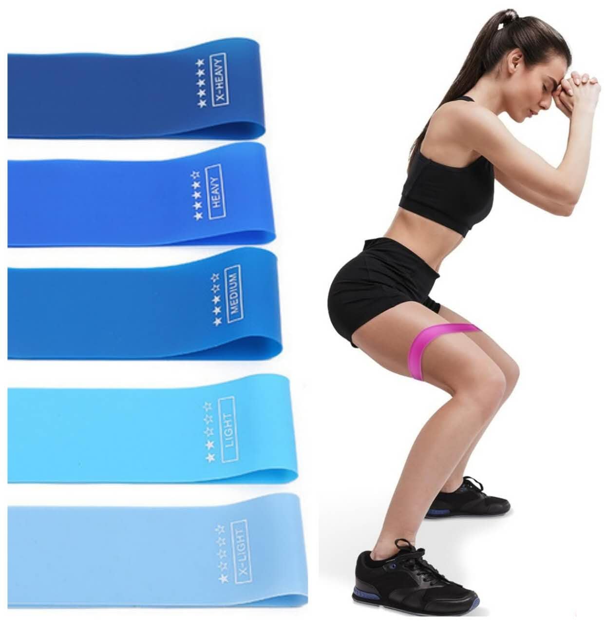 SHEEN Resistance Bands [Set of 5], Resistance Band for Women and Men, Skin-Friendly Fitness Exercise Loop Bands 5 Levels for Legs and Glutes,Arms,Pilates,Yoga (BLUE)