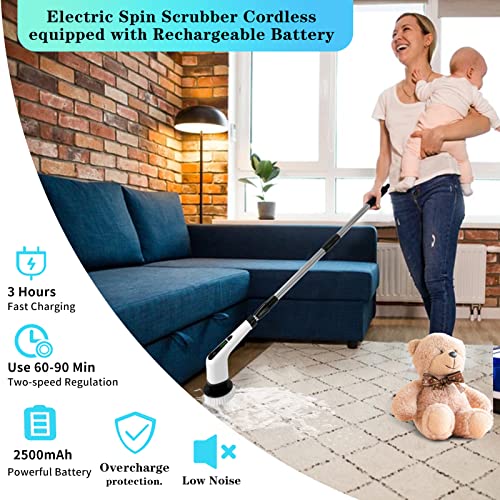 Electric Spin Scrubber, Cordless Shower Scrubber for Cleaning with 7