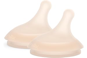 Suavinex Zero.Zero Slow Flow Asymmetrical Silicone Nipple, 2 Pack (0m+), Light