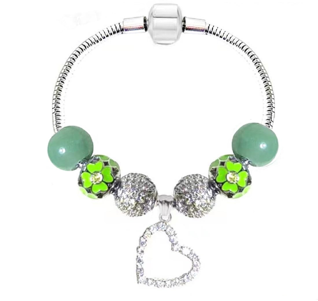 White Birch Fit Pandora Charm Bracelet Green Peridot August Birthstone Daughter Gifts 20 cm Medium Size for Women Jewelry