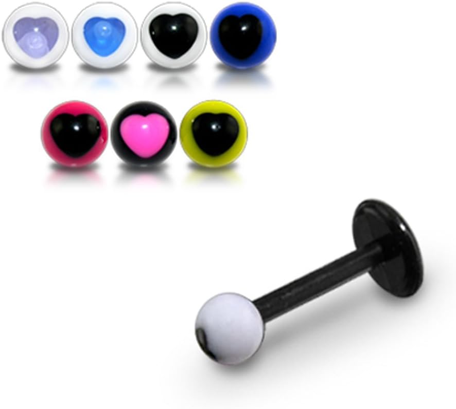 Lip Labrets Bioflex de 16 Gx5/16 (1,2 x 8 mm) com joias de piercing de