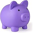 PJDRLLC Piggy Bank, Unbreakable Plastic Money Bank, Coin Bank for Girls and Boys, Medium Size Piggy Banks, Practical Gifts for Birthday, Easter, Christmas (Purple)