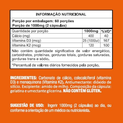 Calcio e vitamina d carbonato de calcio Vitamina K2 mk7 120 cápsulas Zuchetti nutrition