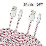 HAllein Certified 2 Pack 10 Feet Nylon Braided 8 Pin Lightning to USB Cable