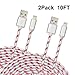HAllein Certified 2 Pack 10 Feet Nylon Braided 8 Pin Lightning to USB Cable