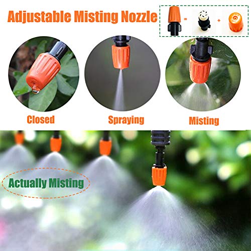 2019 Upgrade Outdoor Misting Cooling System Kit, Drip Irrigation Watering Kits, Great for Summer Mister Cooling and Plants Watering, 49FT Misting Line + 20PCS Adjustable Misting Nozzles+Quick Adapter - Thumbnail 2