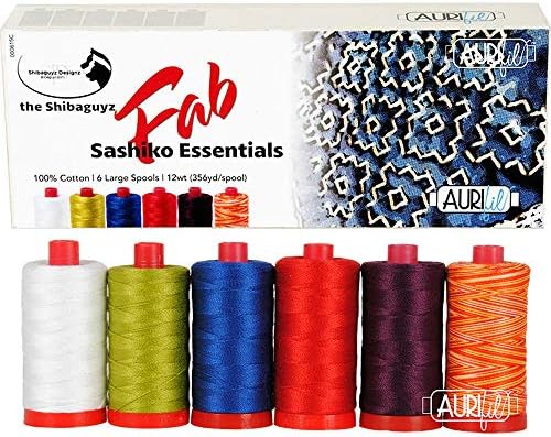 Shibaguyz Designz Fab Sashiko Essentials Aurifil Thread Kit 6 Large Spools 12 Weight SF12SE6