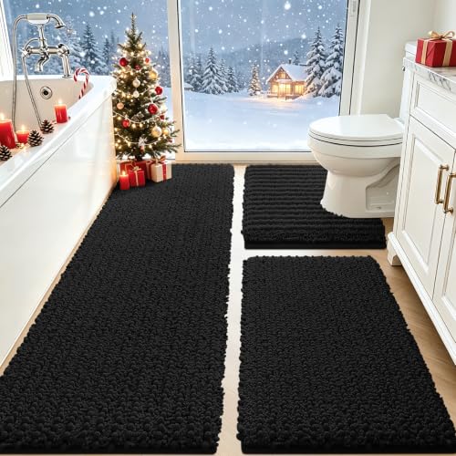 3 Piece Chenille Bathroom Rug Set