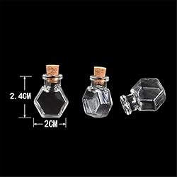 TAI DIAN Mini Hexagon Glass Bottles Pendants Small