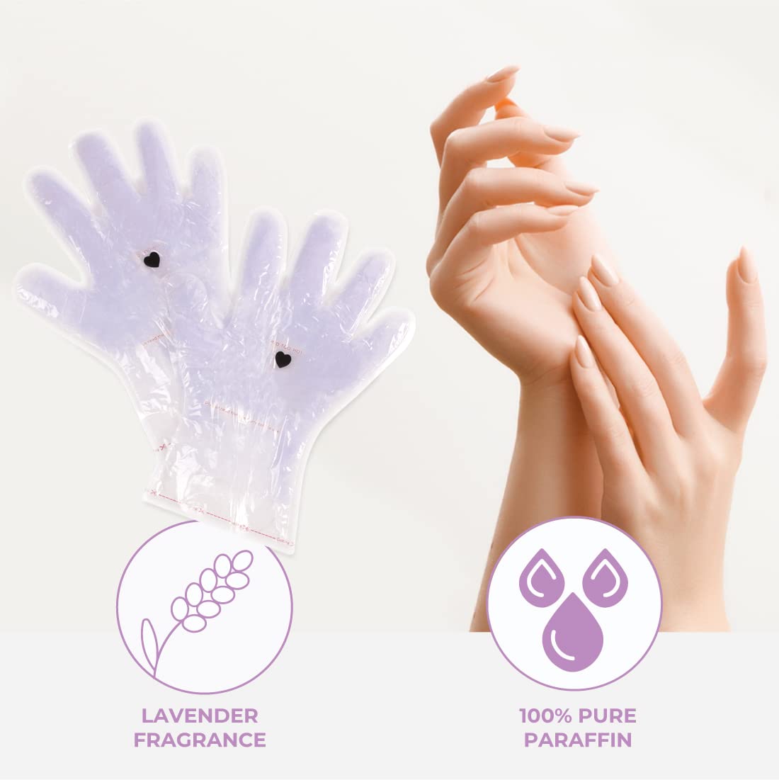 10-Minute Paraffin Hand Treatment, Relaxing Lavender, Spa and Home Treatment Gloves, One-Pair