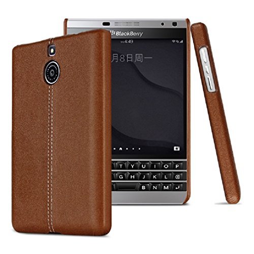 BlackBerry Passport Silver Edition IM Leather Case,Yiakeng Super Leather Cover Pc Hard Case Shell Compatible for for BlackBerry Passport Silver Edition-Retail Packaging (Brown)