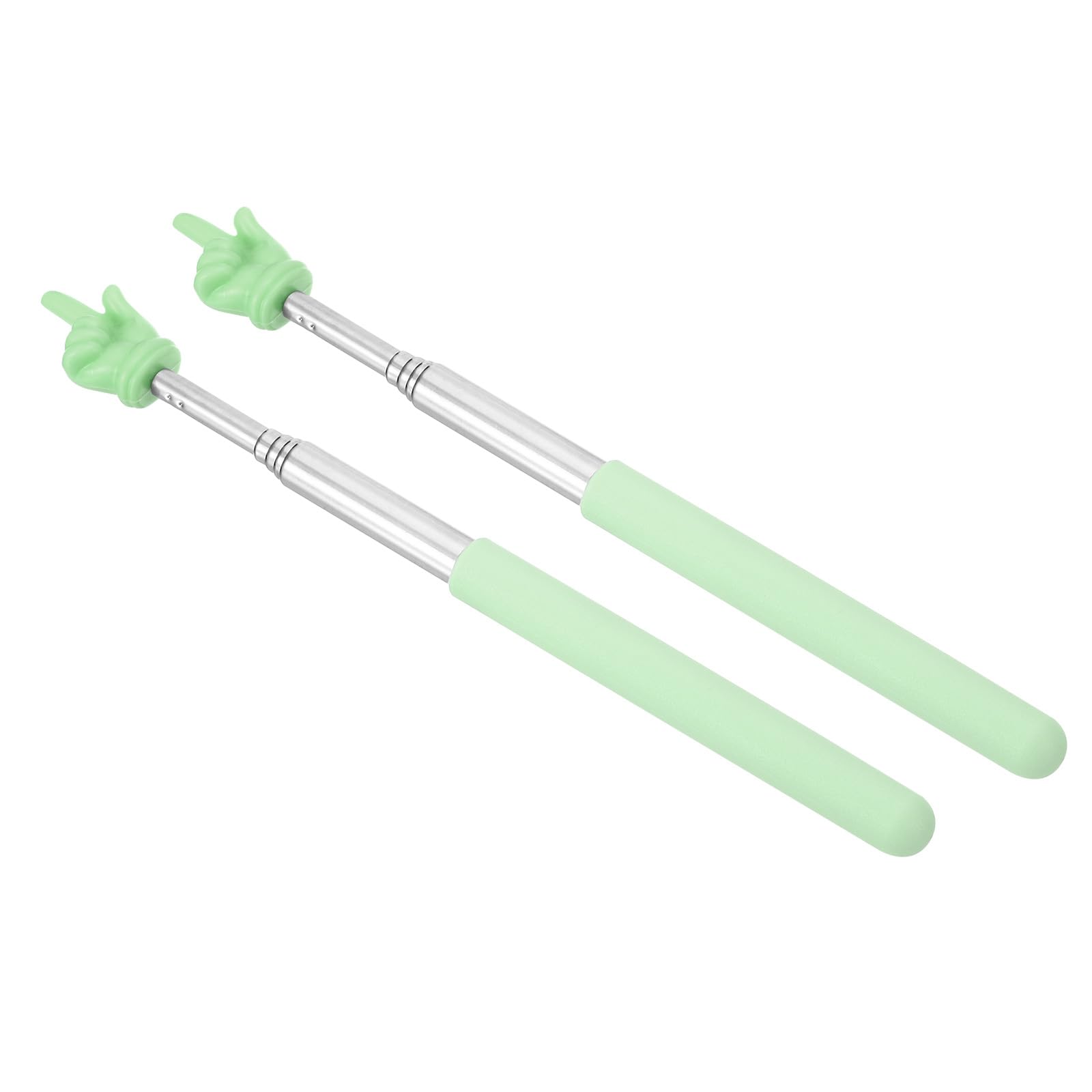 PATIKIL Telescopic Teachers Pointer Stick, 2 Pcs Classroom WhiteBoard Teacher Hand Finger Mini Pointer for Presentation Speaker Guide Coach, Green Style 2
