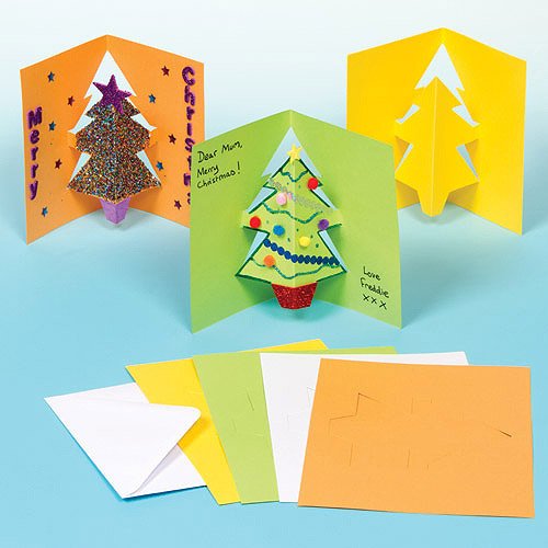 Baker Ross G793 Christmas Tree Pop Out Cards for Children to Decorate