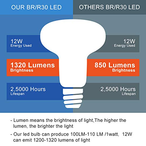 Br30 Daylight Led Bulb, 12W(100W Equivalent), R30 Wide Flood Light Bulb