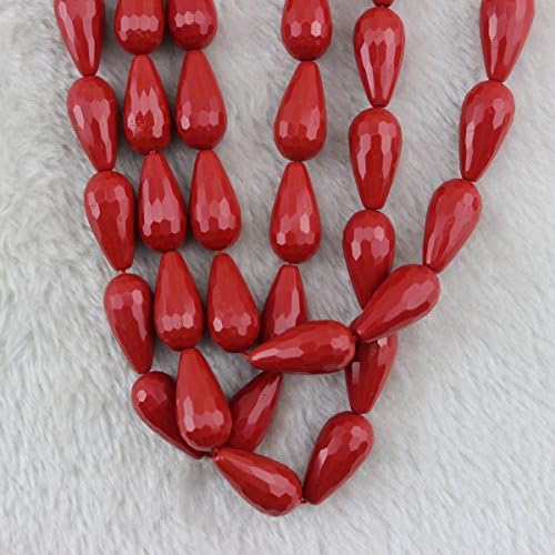 10x20mm Faceted Teardrop Red Cinnabar Beads Loose Gemstone Beads for Jewelry Making 15 Inch
