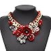 Zhenhui Women Bib Statement Chunky Necklace - Gold Chain Crystal Flower Statement Necklace Charm Pendant Necklace,Big Chunky Choker Jewelry for Clothing