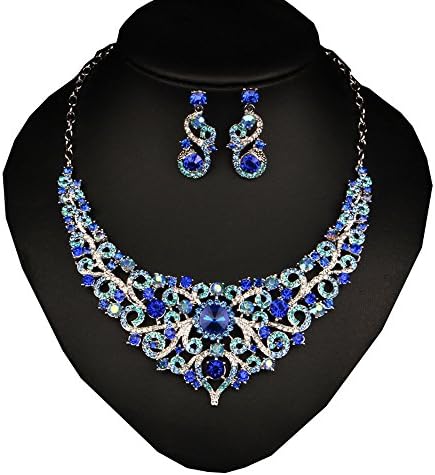 Wonderful Bridal Wedding Jewelry Set Dazzle Crystal Fashion Costume Necklace Silver Plated,b