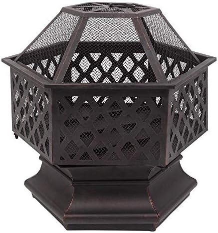 キャンプファイヤーピット六角形の鉄の火鉢ウッドバーニングファイヤーピットの装飾パティオ