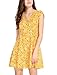 Allegra K Women's Boho Crossover V Neck Petal Sleeves Belted Floral Flowy Dress Large Yellow