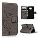 Mavis's Diary Galaxy S6 Edge Wallet Case (Not for S6,S6 Edge Plus), Premium PU Leather Embossed Floral Magnetic Clasp Card Slots Flip Folio Cover with Hand Strap & Crystal Pen & Dust Plug - Gray