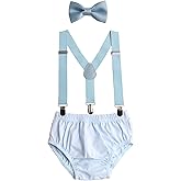 GUCHOL Baby Boys First Birthday Cake Smash Outfit Suspenders Bow Tie Rugby ONE Themes Diaper Cover