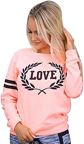 Women Sweatshirt Letter Print,KEYEE Women Teen Girls Cotton LOVE Letter Print Sweatshirt Sweater Pullover Tops (S, Orange)