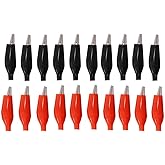 bnafes 20Pcs Alligator Clips Black Red Soft Insulated Boots Covered Test Lead Clamp-(small)