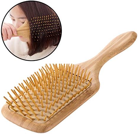 Coobbar 1pcs Wooden Bristle Paddle Hair Brush,Natural Wood Paddle Brush Detangling Scalp Bamboo Massage Hair Comb