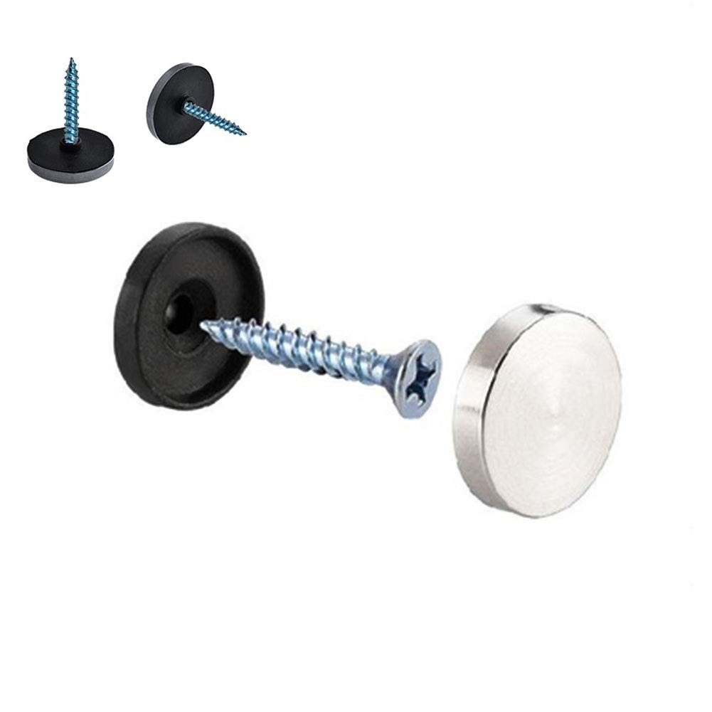 Mirror Screws, Tiberham 12mm Dia Stainless Steel Mirror Nails with Decorative Cap Covers, Polished Mirror Screw Cap Nails with Washers for Mirrors Tables Bath Plates Wardrobes Glass (100 Sets)