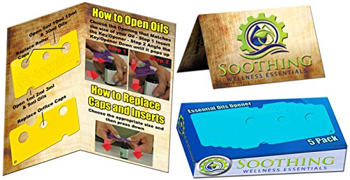 Soothing Wellness Essentials 5 PACK Essential Oils Opener Key Tool Set (CARIBBEAN BLUE) - The Perfect Opener and Remover Accessory for Roller Balls and Caps on Most Bottles