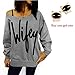 Laimeng, Women Womens Letter Print Loose Sweatshirt Casual Pullover Top + Free Crystal Earrings