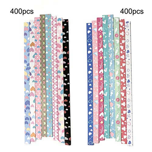 Wartoon Heart Printing Heart Origami Stars Paper and Luminous Heart Paper Set, 1820 Sheets - Thumbnail 2