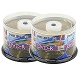 Philips Lightscribe Blank Media Disc DVD-R 16X Speed / 4.7GB / 120min - 100PK Cake Box
