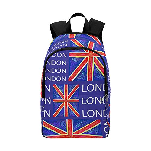 InterestPrint London Pattern With Union Jack Flag Casual Backpack School Bag Travel Daypack