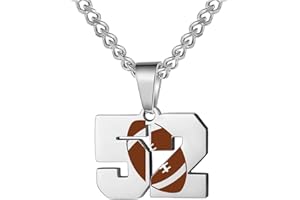 AIAINAGI Football Number Necklace for Boys Athletes Jersey Number Pendant Silver Stainless Steel Charm Number Chain Sport Jewelry Gift for Men