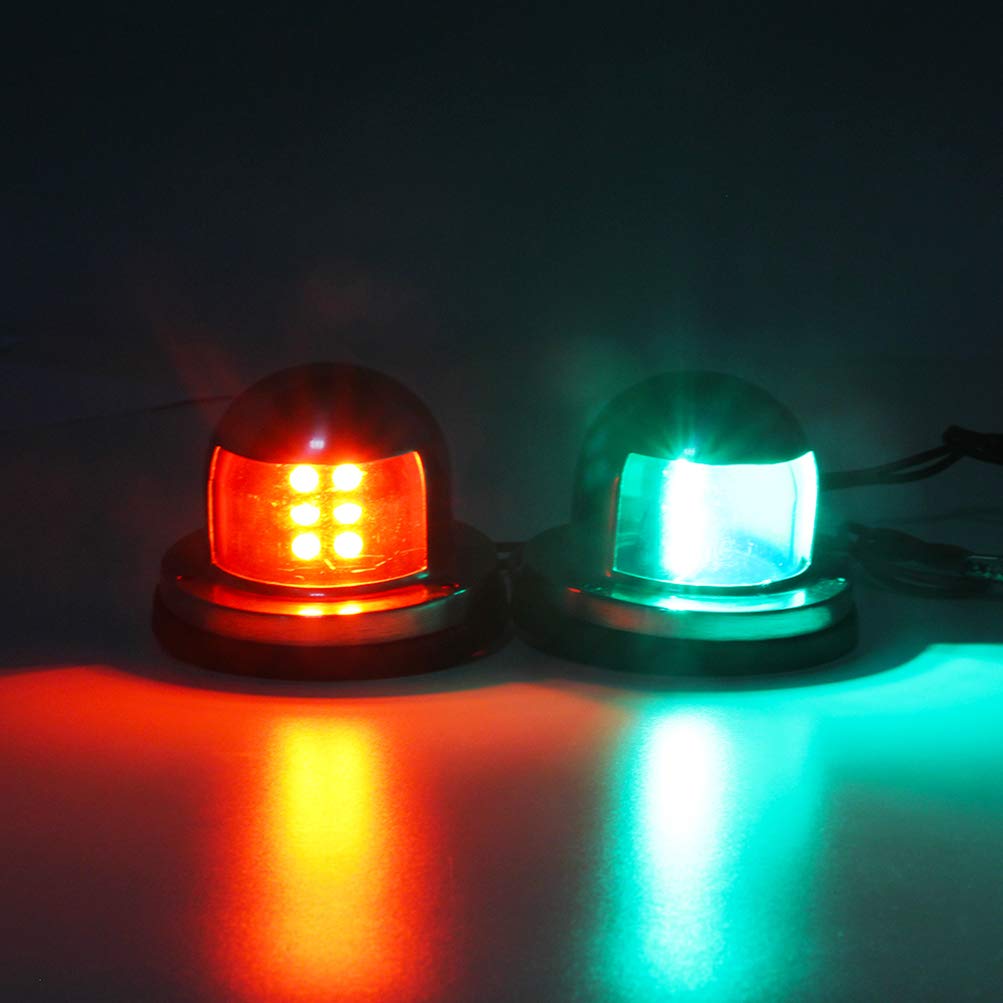 Senzeal One Pair LED Bow Navigation Lights Boat Yacht Light DC 12V Sailing Signal Lights for Boat (Red and Green)