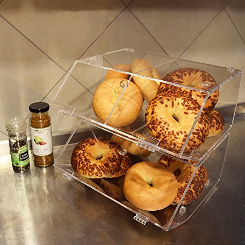 Ikee Design Acrylic Display Case Storage w/ A Hinged, Slanted Door & A Divider, 2 Compartments