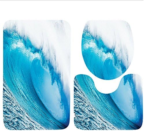 Keshia Dwete three-piece toilet seat pad customOcean Collection Sunset Sun Horizon Behind Clouds Lights Up Wavy Sea and Beach with Sun Rays Picture Paprika Orange White Ivory