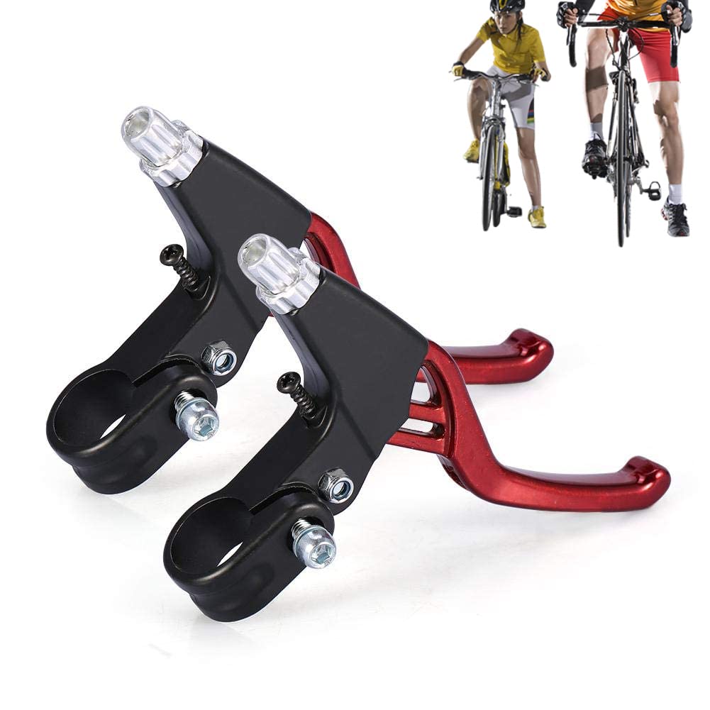 Dioche 1 Pair Bike Brake Levers, Universal Aluminum Alloy Bicycle Brake Handle, Bike Bicycle Cycling Brake Level Handles Lever Set for Most Bicycle, Road Bike, Mountain Bike (Red)