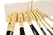 7 Piece Bamboo Makeup Brush Set with Roll-Up Cotton Travel Pouch - Premium Synthetic Hair & Wooden Handles - by Queen's Grace