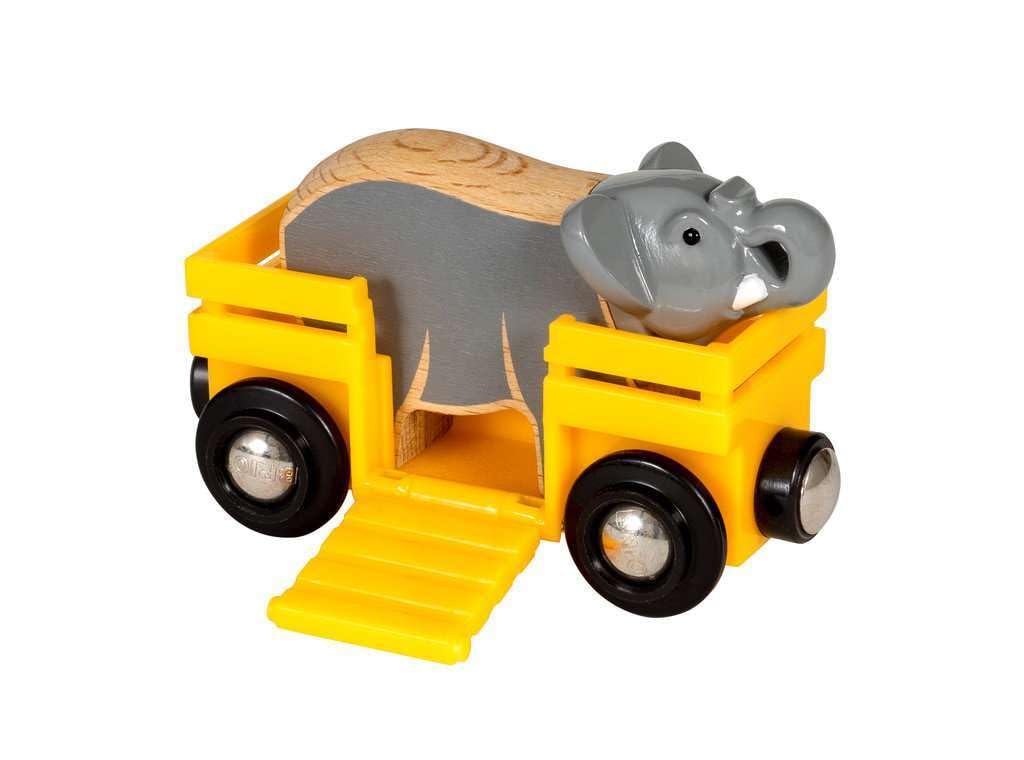 BRIO World Animal Safari Elephant & Wagon Toy Train for Kids Age 3 Years Up