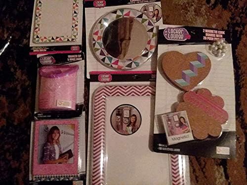 Locker Lounge Pink Chevron Dry Erase Board with 6 Items