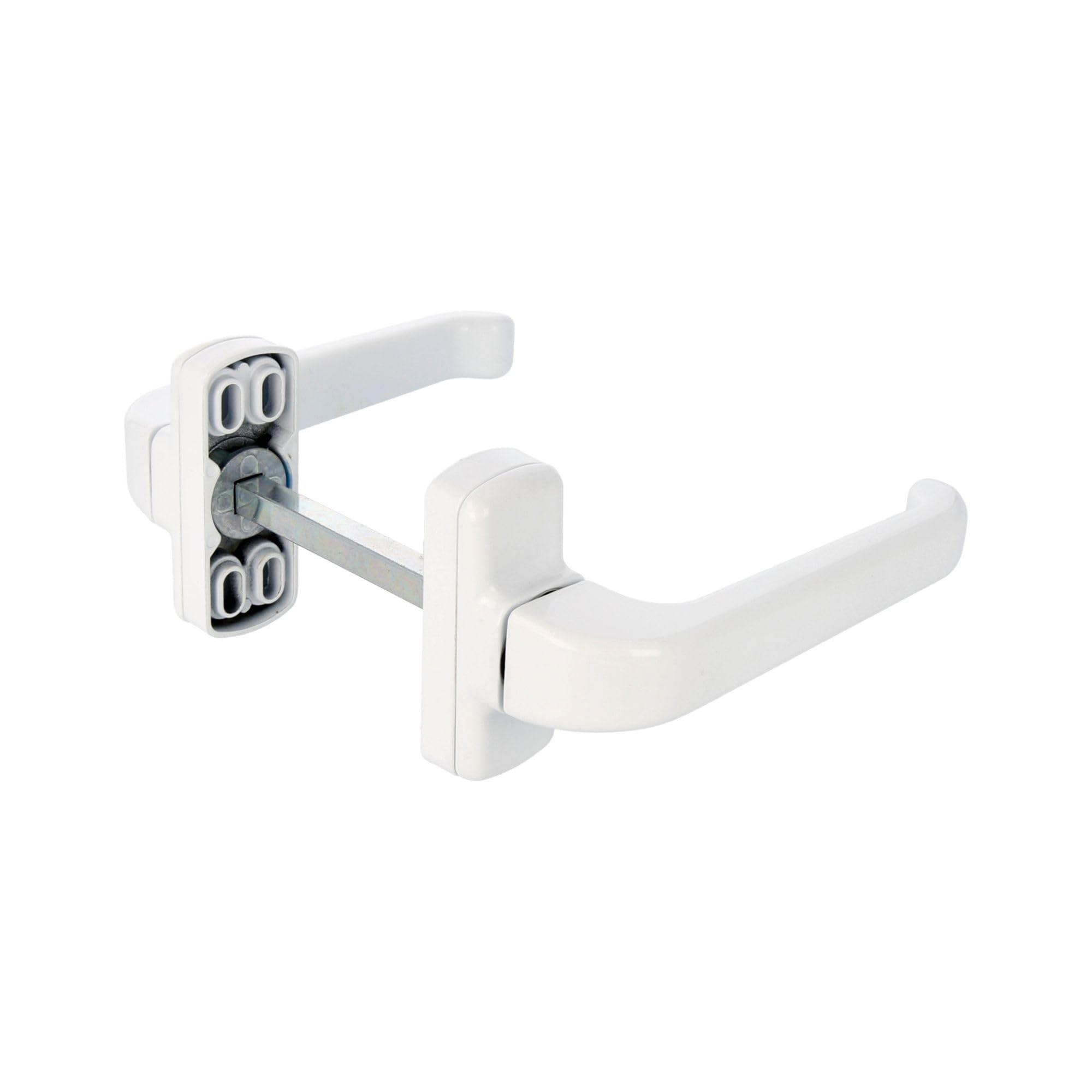 Amig - Set of 2 Door Handles with Rose - Epsilon Model - 132 x 70 mm - 8 mm Square Spindle - Elegant and Simple Design - Ergonomic Grip Handle - White Aluminium โ image 1