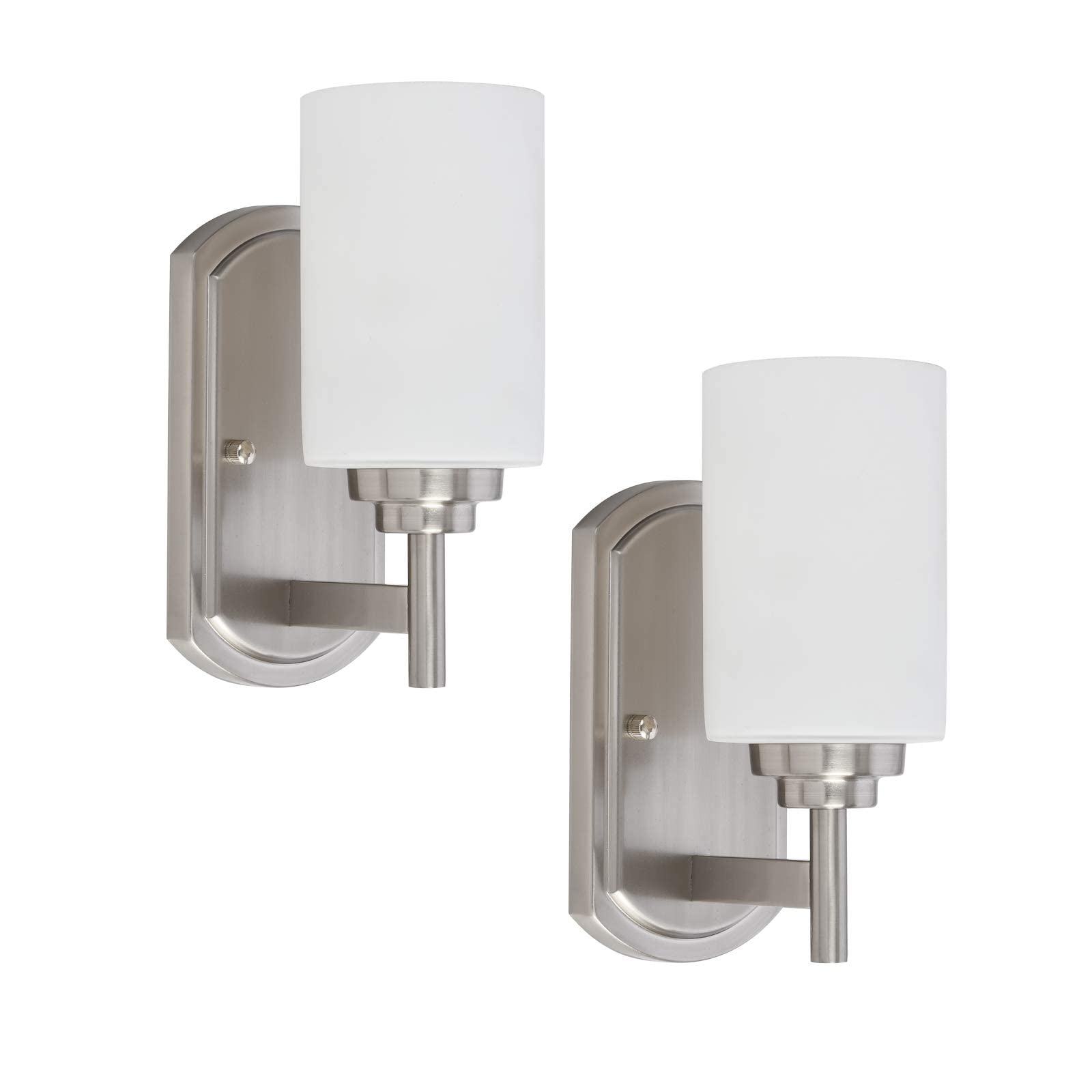 Photo 1 of Galtlap Modern Wall Sconces Set of 2, Bathroom Vanity Lights with White Frosted Glass, Wall Lighting Fixtures Satin Nickel for Entryway Over Mirror Living Room Bedroom