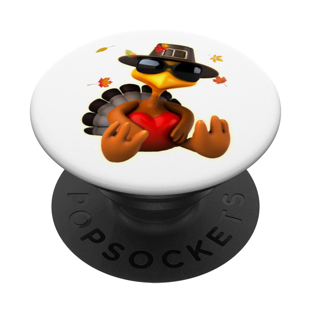Turkey Pilgrim Hat Sunglasses Heart Love Foliage Claymation PopSockets Swappable PopGrip