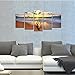 Wieco Art Sunset Ocean Canvas Prints Wall Art Paintings Decor 5 Piece Modern Stretched and Framed Seascape Sea Beach Giclee Artwork Photo Picture Ready to Hang for Living Room Bedroom Home Decorations