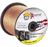 Professional Grade 14 Gauge Speaker Cable – Pure Stranded Copper Speaker Wire in 100 Feet for Car Audio, Home Theater Systems, Radio Speakers, Any Audio Application by Extreme Consumer Products