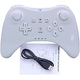 linsuntop Wireless Pro Controller for Wii U Pro, Rechargeable Game Controller for Wii U with Charging Cable (white)