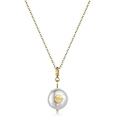 Dainty Pearl Choker Necklace for Women 18K Gold Plated Adjustable Handmade Freshwater Gold Pearl Necklaces